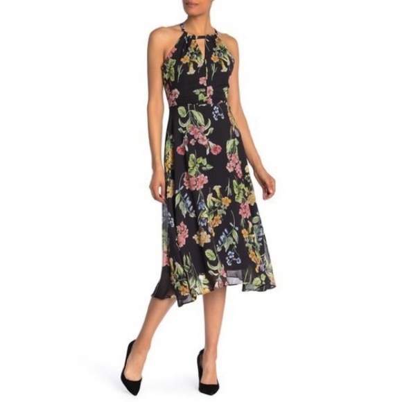 Nicole Miller Dresses & Skirts - NICOLE MILLER STUDIO Black Floral Midi Dress, NWT